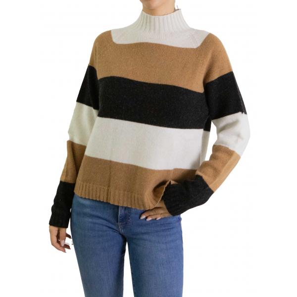 Maglione a righe collo alto